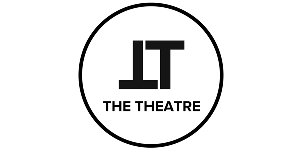 Logo for The Theatre featuring a bold, black stylized “T” monogram enclosed in a circle, with the words “THE THEATRE” written below in uppercase letters.